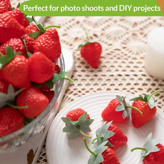 100 Pieces Fake Strawberries Fake Fruit Artificial Strawberry Kitchen D&eacute;cor {4}