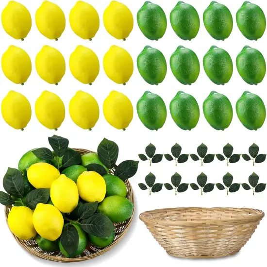 Fake Lemon Limes Artificial Fruits Yellow Green - (24 Pcs) {1}