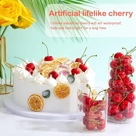 50 Pieces Fake Cherries Artificial Fruit Decorations {2}