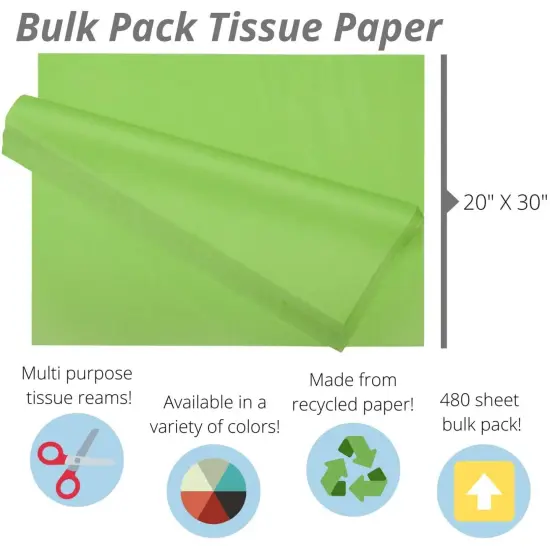 Tissue Paper for Gift Bags -20" X 30" Bulk Tissue Paper Dark Blue 480 Sheets - 10lb Newsprint for Packing, Birthday Gift Box Filler, Packing Supplies for Moving SuppliesLime {2}