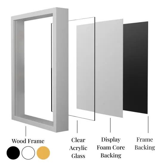 26x26 Shadow Box Frame | Deep Black Picture Frame 26 x 26 Display Case Gold {5}