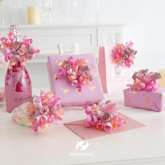 Dusty Pink Bows for Gift Wrapping, Mixed Color Pink/Dusty Rose/Light Pink Curly Ribbon Bows Self Adhesive for Presents, Wine Bottle, Treat Bags, Birthday, Wedding Party Favors - 6 Counts {5}