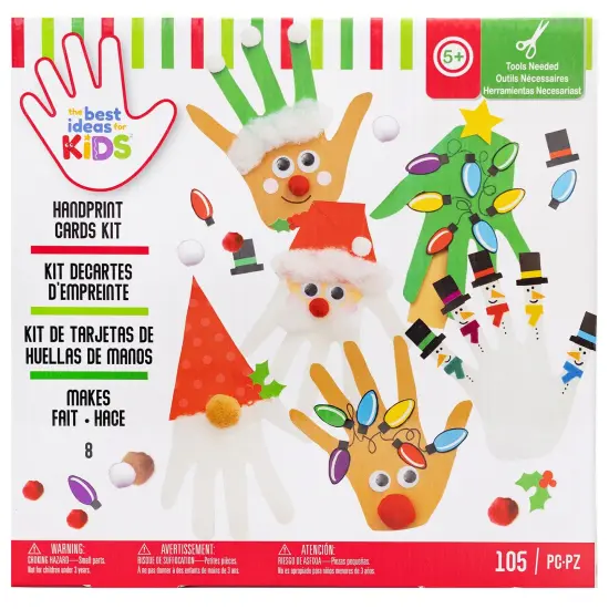 Colorbok Kids Christmas PDQ 4/pkg-Holiday Hand Print Card Kit {1}