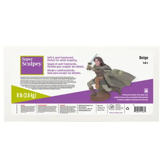 Super Sculpey: Polymer Clay: Beige - 8 lb Pack - Soft Oven Bake Clay, Non-Toxic, Created For Advanced Sculptors-Artists-Model Makers-Movie Studios {1}