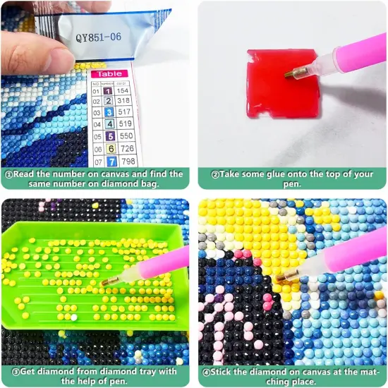 4 Pack Diamond Painting Kits for Adults, Van Gogh Starry Night Diamond Art Kits for Adults, Full Drill Diamond Art Paint with 5D Round Diamonds, DIY Gem Painting Kit for Home Wall Decor {3}