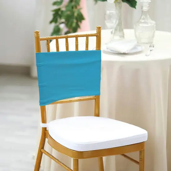 10 Pieces Vibrant Stretch Turquoise Spandex Chair Bands 7 x 13 Inches {3}