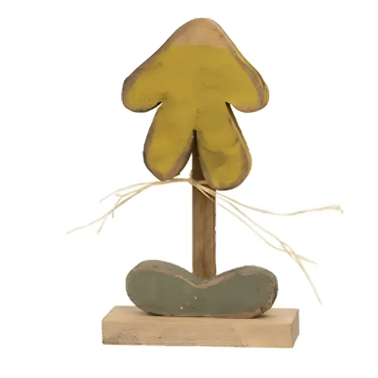 Rustic Wood Drooping Daisy Figurines with Raffia Bows 4 Asstd. {3}