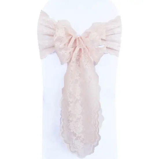 10 Pieces Blush Pink Caspari Lace Chair Sashes Elegant Wedding Decor 9" x 108" {2}
