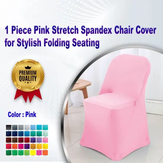 1 Piece Pink Stretch Spandex Chair Cover for Stylish Folding Seating {1}