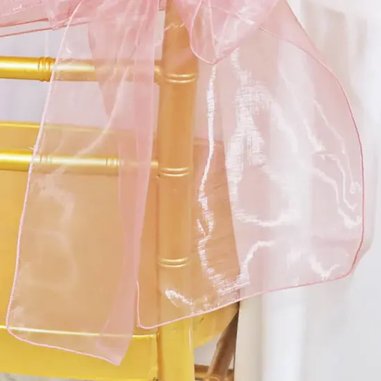 10 Pieces Rose Pink Organza Chair Sashes 8"x108" Elegant Event & Wedding Decor {3}