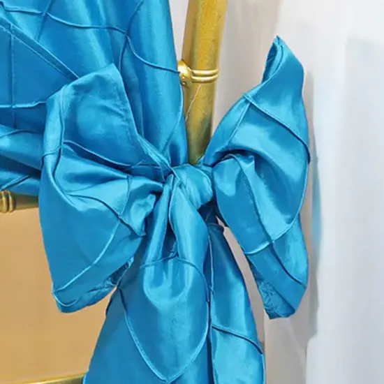 10 Pieces Turquoise Pintuck Taffeta Chair Sashes Elegant Wedding Decor 9" x 108" {3}