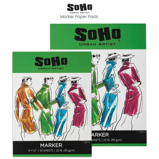 SoHo Urban Artist Marker Paper Pads - Bleed Resistant Paper for Drawing or Sketching with Markers, Ink, Pens, Color Blending, & More {4}