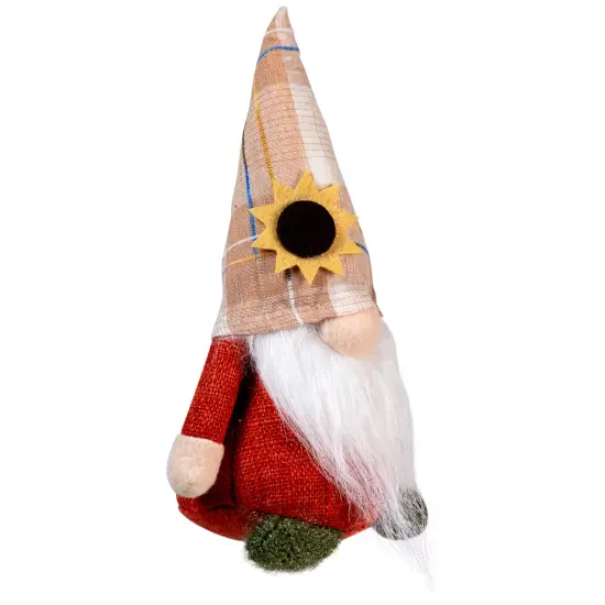 Northlight Fall Harvest Gnome with Sunflower Hat Decoration - 7.5" Orange {4}