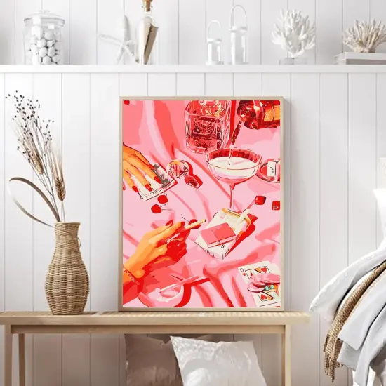 Retro Funny Drink Paint by Numbers Kits for Adults Beginner {2}