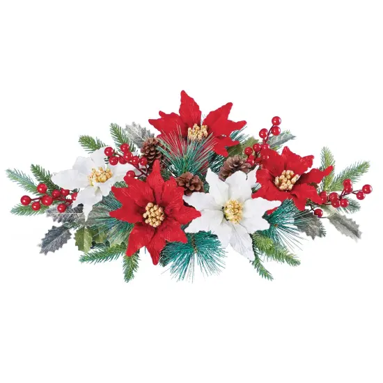 Collections Etc Artificial Poinsettia Floral Arrangement Grave Marker Memorial Stake {2}
