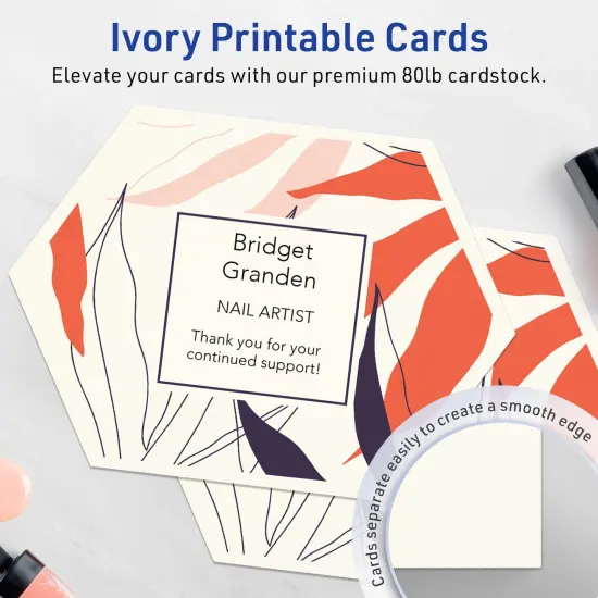 Avery Printable Geo Flat Cards, Sure Feed Technology, 5" x 7", Matte Ivory Cardstock, Laser/Inkjet Printable, 20 Total, Great for Product Branding, Marketing, and More {9}