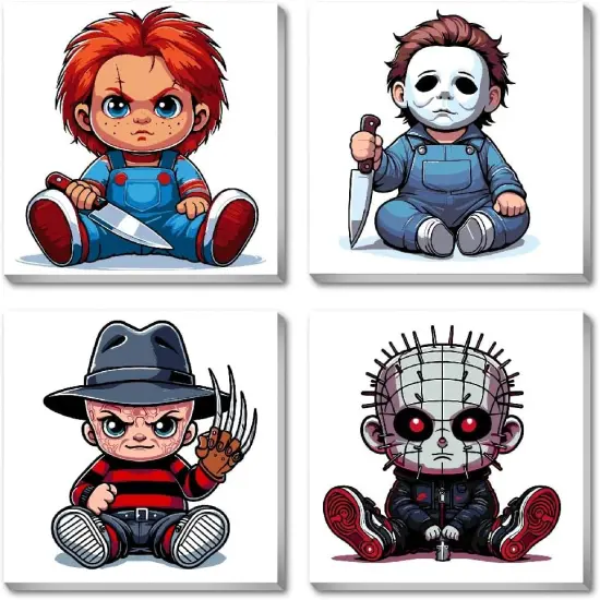 4 Pack Cartoon Horror Movies Paint by Number {1}