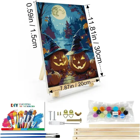Halloween Moon Pumpkin Paint by Numbers Kit - 8x12 Inch {2}