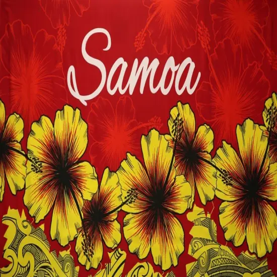 Hibiscus Samoa Polyester Sarong 72" L x 45" W, 100% Polyester Red {1}