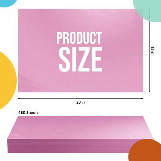 Tissue Paper for Gift Bags - 15" x 20"Bulk Tissue Paper Dark Blue 480 Sheets - 10lb Newsprint for Packing, Birthday Gift Box Filler, Packing Supplies for Moving SuppliesPink {2}