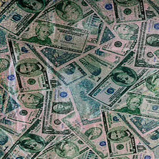 1 Yard Random Money Hologram Polyester Spandex Fabric 60 Inch Width Purple combo {3}