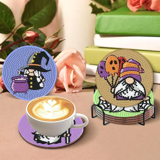 Cute Gnome Diamond Painting Coasters Kits - 8PCS {2}