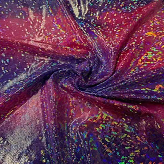 1 Yard Tie Dye Hologram Broken Glass Spandex Fabric for Performance Apparel, Costume Design 57/58 Inch Width Multi Red {2}
