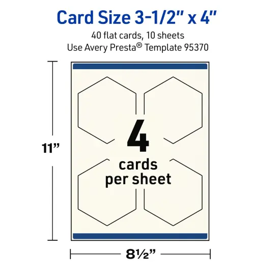 Avery Printable Hexagon Flat Cards, Sure Feed Technology, 3-1/2" x 4", Matte Ivory Cardstock, Print-to-The-Edge, Laser/Inkjet Printable, 40 Total {11}