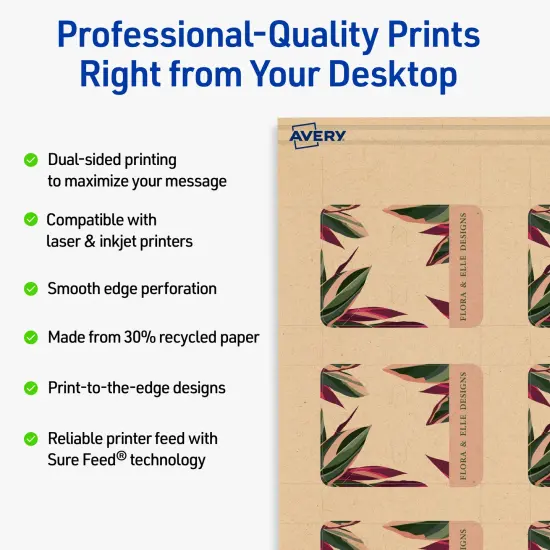 Avery Printable Rounded Rectangle Jewelry Tags, Sure Feed Technology, 1-1/2" x 2", Matte Kraft Brown Cardstock, Print-to-The-Edge, Laser/Inkjet Printable, 150 Total {8}