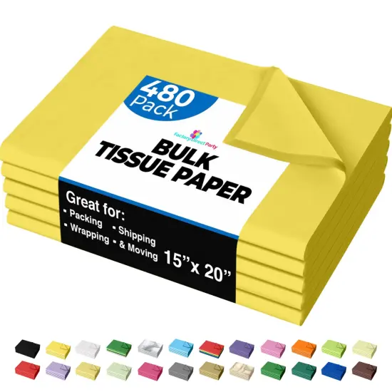 Tissue Paper for Gift Bags - 15" x 20"Bulk Tissue Paper Dark Blue 480 Sheets - 10lb Newsprint for Packing, Birthday Gift Box Filler, Packing Supplies for Moving SuppliesYellow {1}