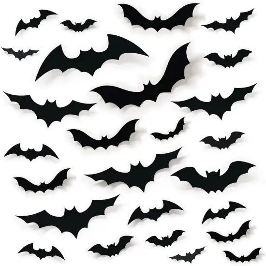 68Pcs Bat Wall Decor, Halloween Decorations 3D Bats Wall Decor {1}