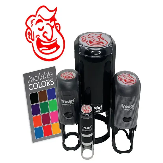 Smiling Talking Man Cartoon Head Self-Inking Rubber Stamp Crafting Planners Orange {7}