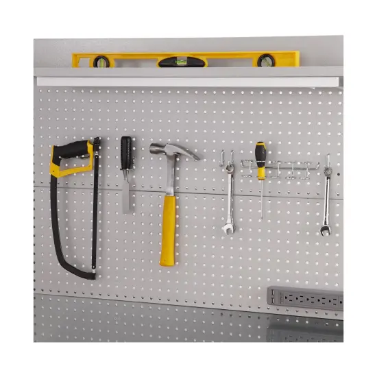 Seville Classics UltraHD Lighted Workcenter w/ Stainless Steel Top and Pegboard Granite {4}