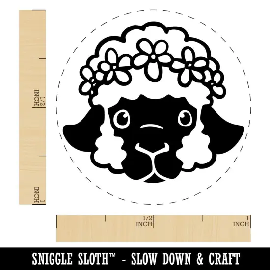 Easter Lamb Head Flower Crown Self-Inking Rubber Stamp Crafting Planners Lime Green {1}