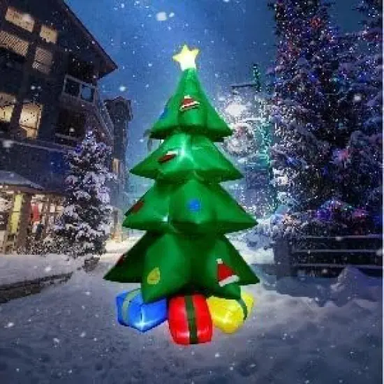10Feet Inflatable Christmas Tree Decoration Outdoor Indoor Christmas Tree Blow up Decoration Christmas Party Gifts for Children Yard Outdoor Inflatable Tree Cute Display with LED Lights {4}