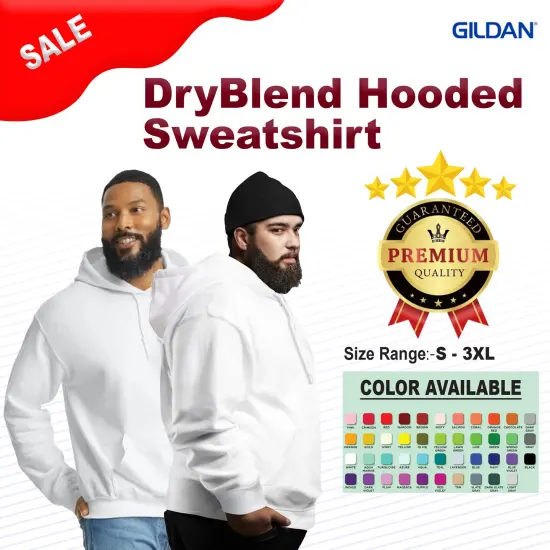 Gildan&reg; DryBlend Crew Neck Long Sleeve Hooded Sweatshirt Safety orange {3}