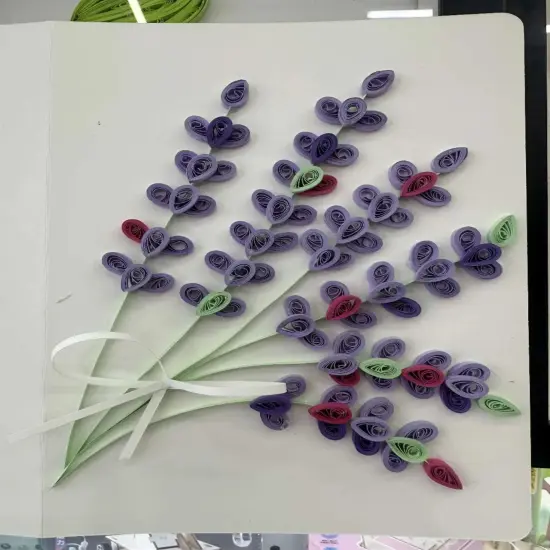 Greeting Card Making Kit. Lavender Flowers DIY Quilling Kit F07M3-5-FL2 {2}