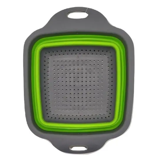 Space Saving Collapsible Silicone Kitchen Colander Food Strainer Green {4}