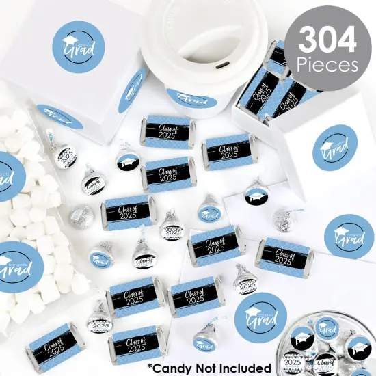 Big Dot of Happiness 2025 Light Blue Graduation Party Candy Favor Sticker Kit - 304 Pieces {3}