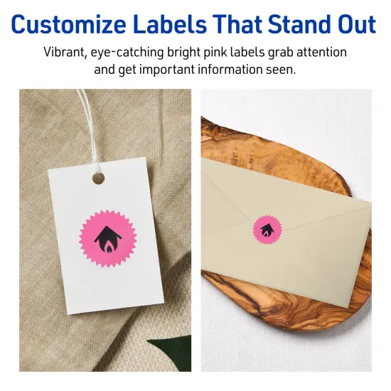 Avery Bright Pink Paper Labels, 1" Starburst {3}