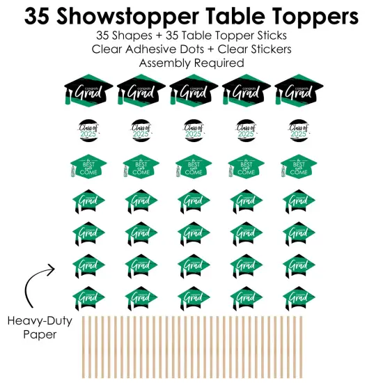 Big Dot of Happiness 2025 Green Graduation Party Centerpiece Sticks - Showstopper Table Toppers - 35 Pieces {7}