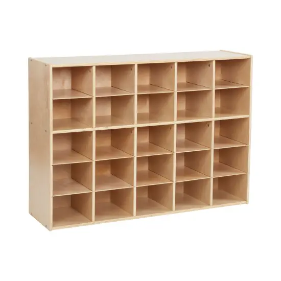 Streamline 25 Cubby Tray Storage Cabinet, 5x5, Classroom Furniture Natural {1}