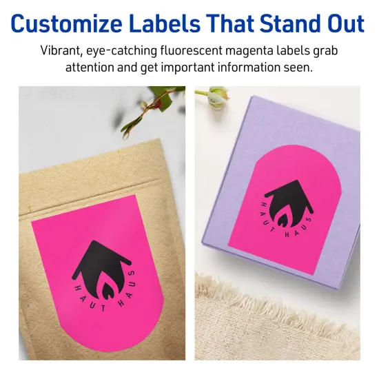 Avery Neon Magenta Paper Labels, 4.75" x 3.5" Arched {3}