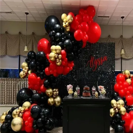 Black Gold Red Balloons Garland Arch Kit, 141Pcs Latex Balloons Different Sizes 18 12 10 5 Inch for Party Decorations {2}