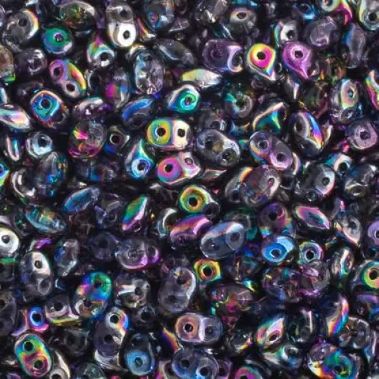 Matubo 2-Hole Czech Glass Crystal Finishes Superduo Beads, 100g Magic Blue Pink {1}