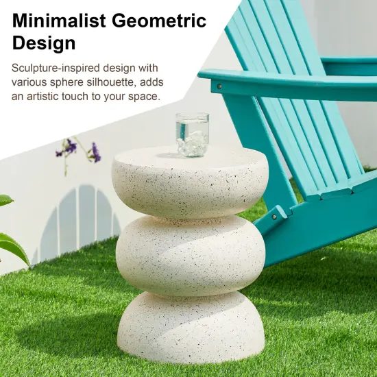 Set of 2 18"H Multi-functional MGO Faux Terrazzo Garden Stool or Planter Stand or Accent Table Black {10}