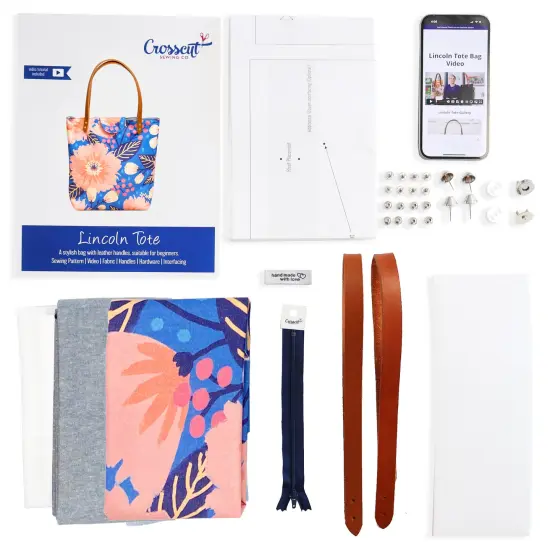 Crosscut Sewing Co.&reg; Lincoln Tote Sewing Kit - Beginner Sewing Project Kit Dahlia blue {2}