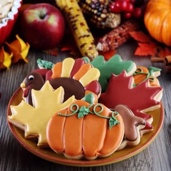 Thanksgiving Cookie Cutter Set &ndash; 6 Fall Shapes Cookie Cutters with Decorating Instructions {7}