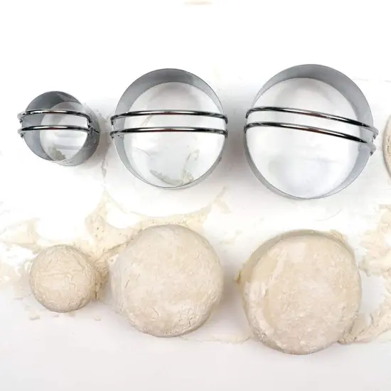 Biscuit Cutter Set Stainless Steel Round with Handle Professional Silver {6}