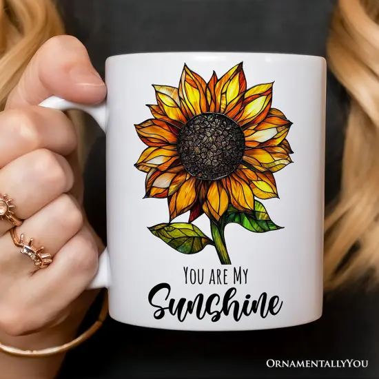 Sunflower Stained Glass Style Mug, Sunshine in Life Gift {2}